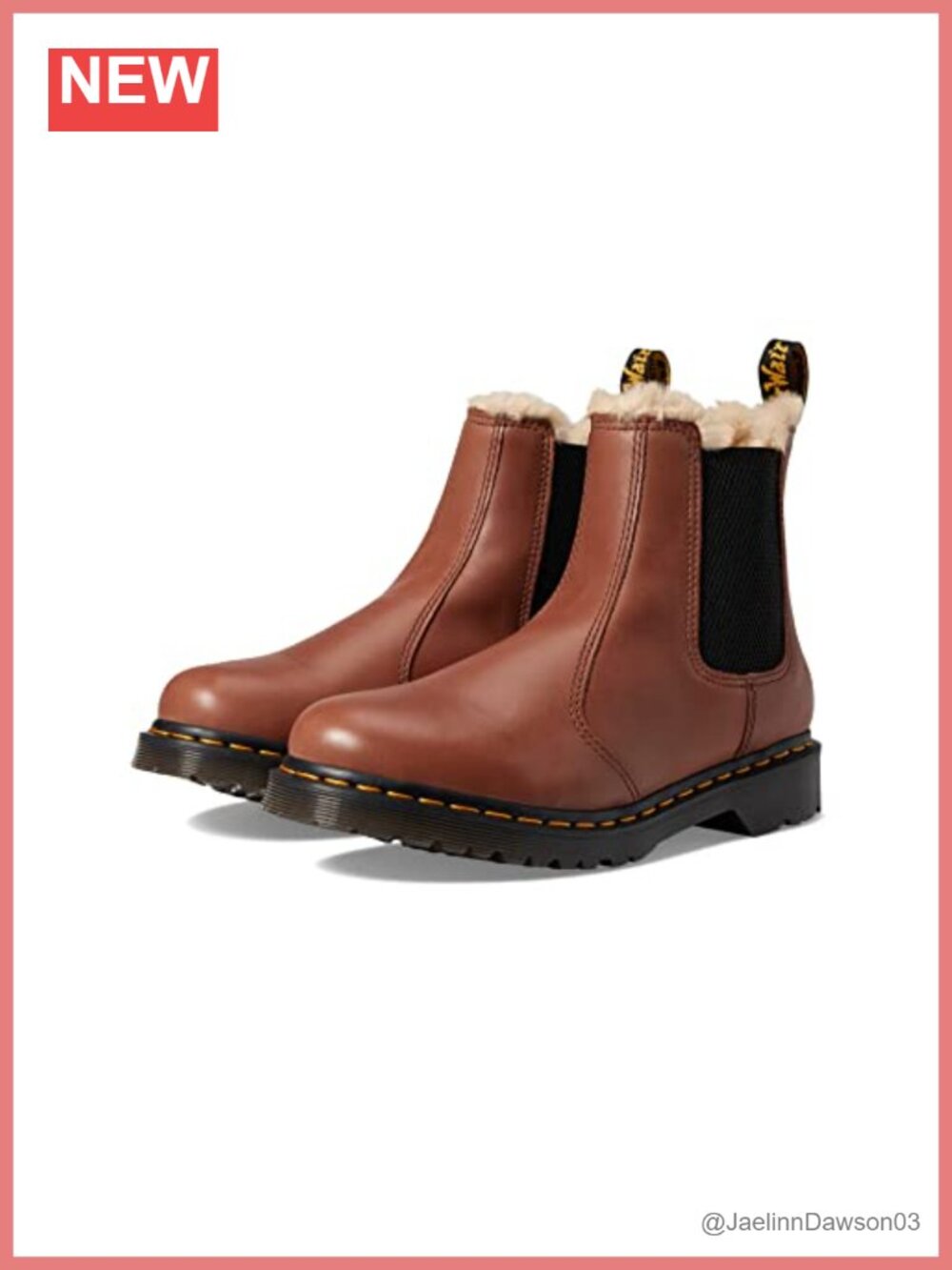 Faux Fur Trim Leather Chelsea Boots Pull-On Mid-Calf